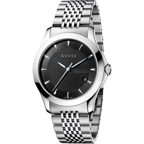 GUCCI G-Timeless 38MM Quartz S-Steel Black Dial Men's Watch YA126402 - Picture 1 of 1